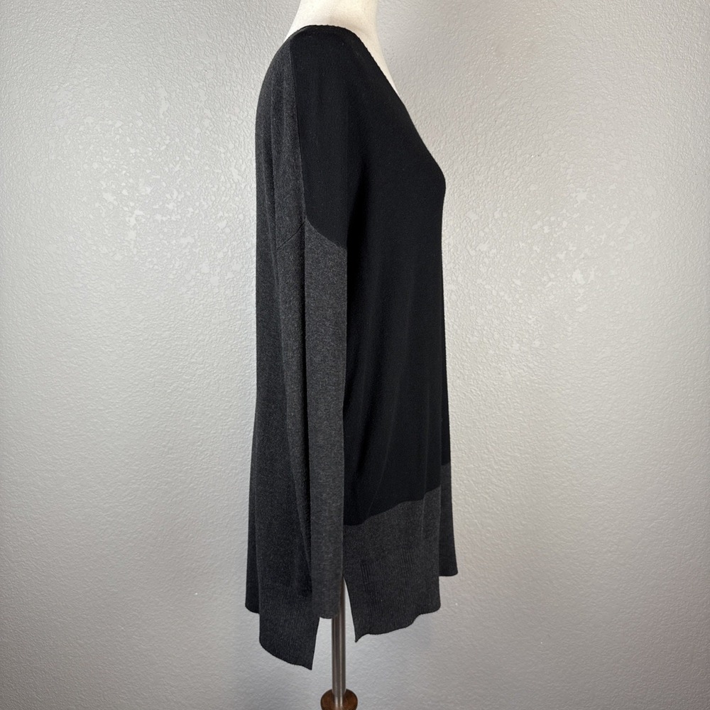 Eileen Fisher Womens Oversized Tunic Sweater Top Size XS Black Gray Colorblock - Picture 5 of 7